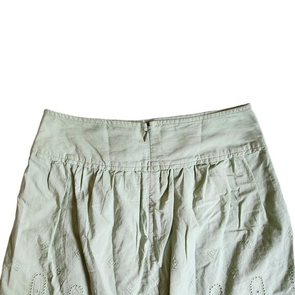 Ann Taylor LOFT green cottagecore prairie eyelet trim mini skirt sz 00 - Picture 4 of 11